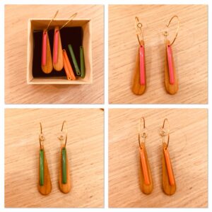 coffret lamelle creoles boucles d'oreilles coloré vert rose orange rootsabaga